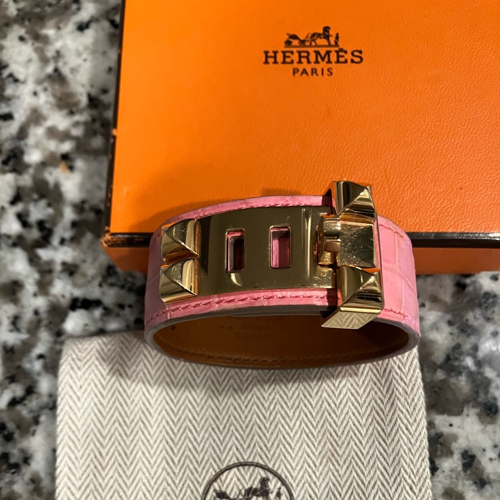 100 percent authentic Hermès, and authentic crocodile pink bracelet